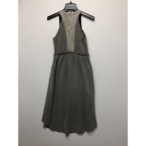 Joy Cioci Women Sleeveless Taylor Dress Merino Wool Leather Size 6 Gray B209 -27 - Picture 11 of 13